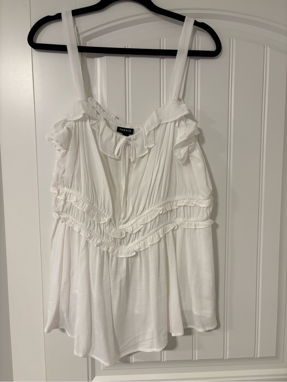 torrid White Ruffle-Trim Peplum Camisole